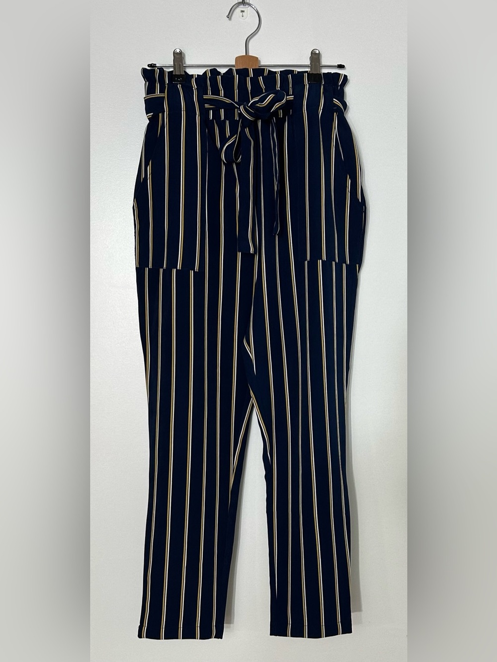 Streetwear Society Navy Pinstripe Tie-Waist Pants